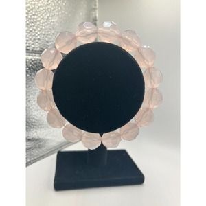 Pink Hexagon Matte Acrylic Beaded Stretch 2.75 Inch Around Bracelet!